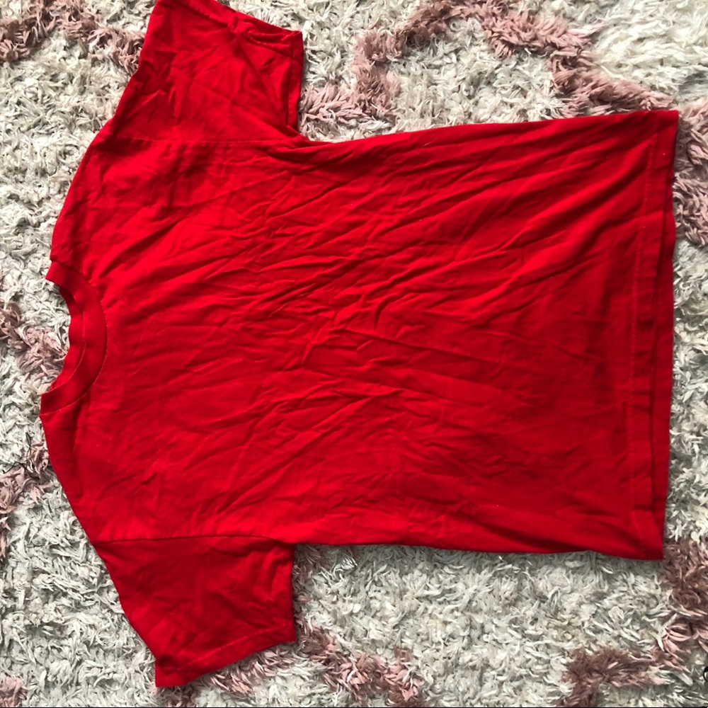Just one oversized red t-shirt